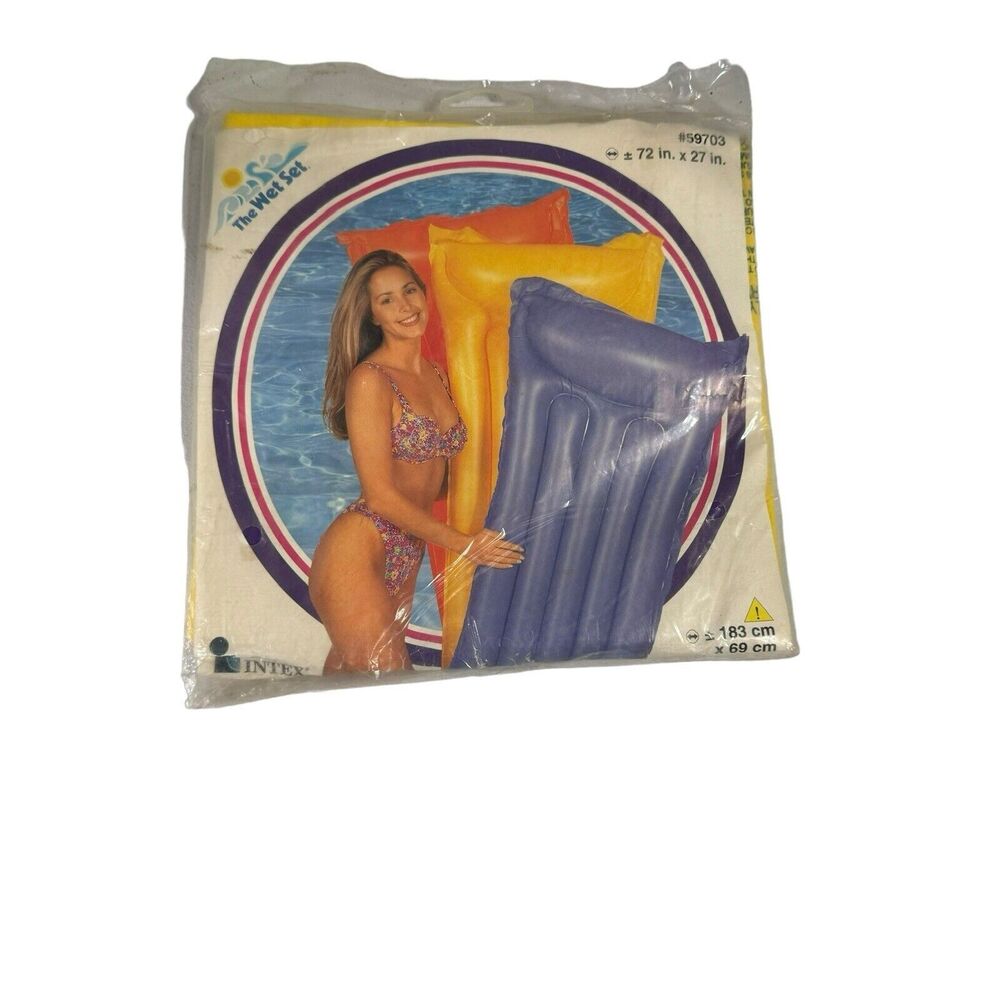 Vintage Intex The Wet Set 1997 Mat Pool Float 72" x 27" NEW OLD STOCK- Yellow